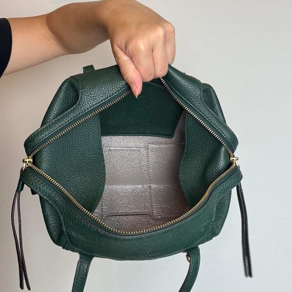 Tory Burch Perry Small Satchel in pine green pebbled leather - Picture 4 of 8